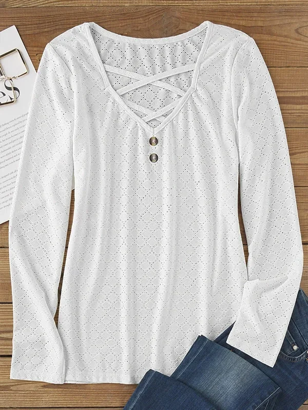 2023-hollow-out-criss-cross-long-sleeve-buttons-white-intellectual-elegance-blouse-novel-casual-design-female-fashion-top