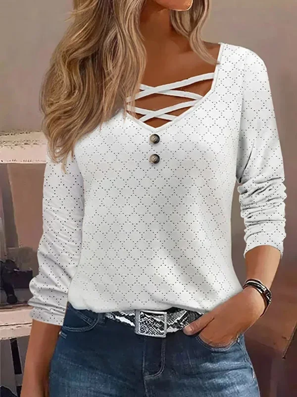 2023-hollow-out-criss-cross-long-sleeve-buttons-white-intellectual-elegance-blouse-novel-casual-design-female-fashion-top