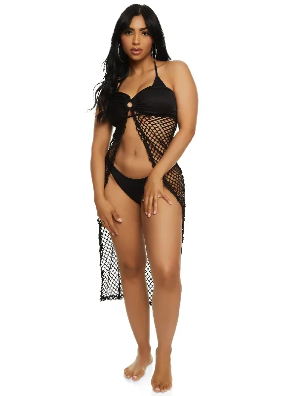 Fishnet Open Front Cover Up Dress