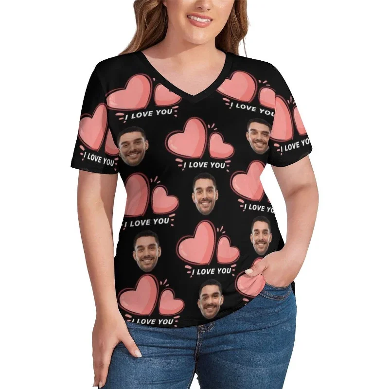 custom-face-pink-love-plus-size-t-shirt-for-her-unique-design-tee-gift