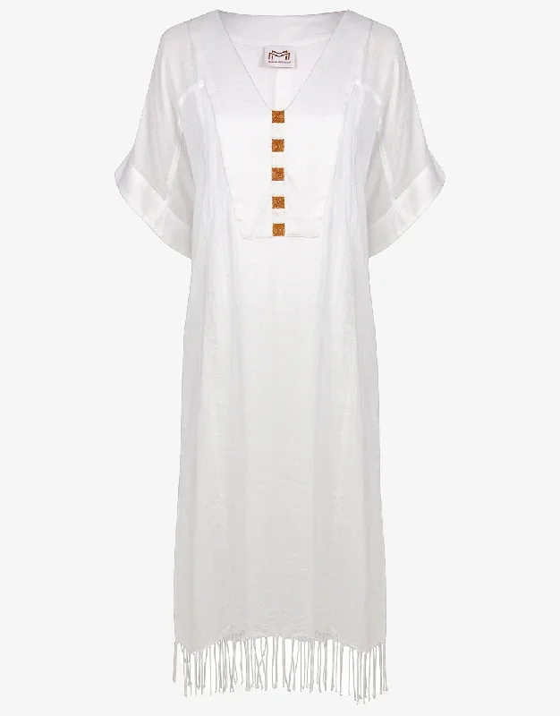 Fringed Kaftan - White