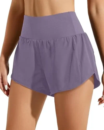 High Waisted Running Shorts with Liner Women Quick Dry Athletic Workout Shorts