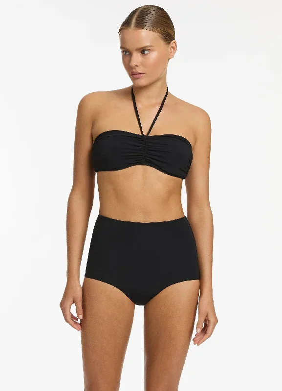 Jetset High Waist Boyleg Bikini Bottom - Black