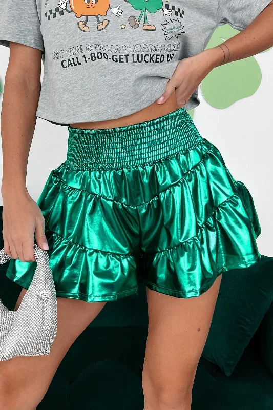 maura-tiered-metallic-shorts-green