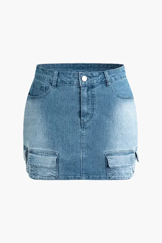 Faded Denim Mini Skirt