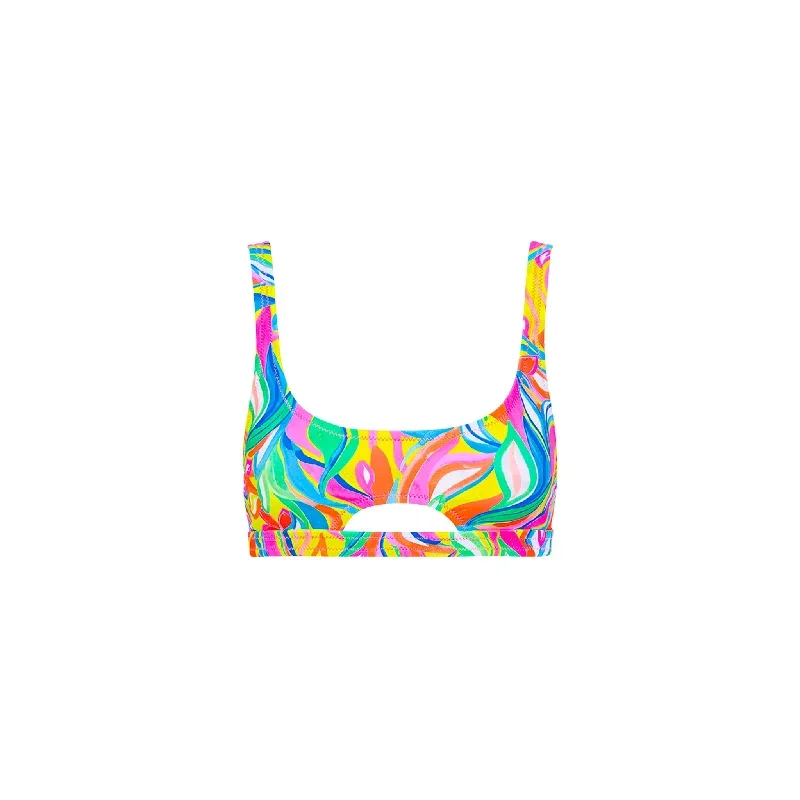 Scoop Cut Out Bikini Top - Tropical Illusion