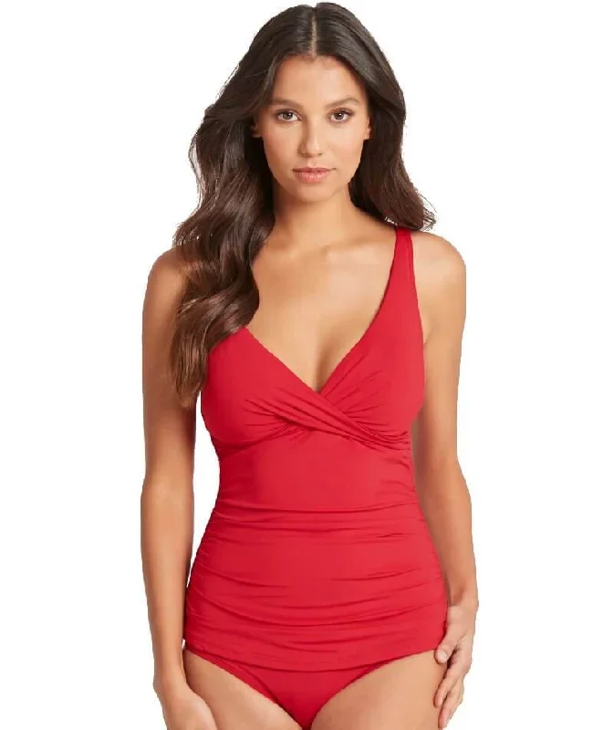 Sea Level Essentials Cross Front B-DD Cup Singlet Top - Red