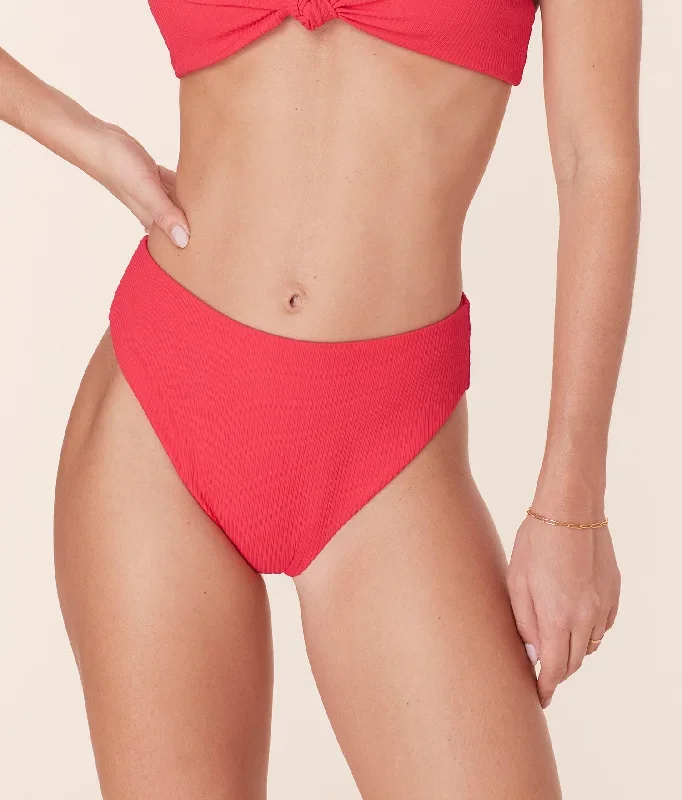 The 90s High Waisted Bottom - Eco Ribbed - Hibiscus