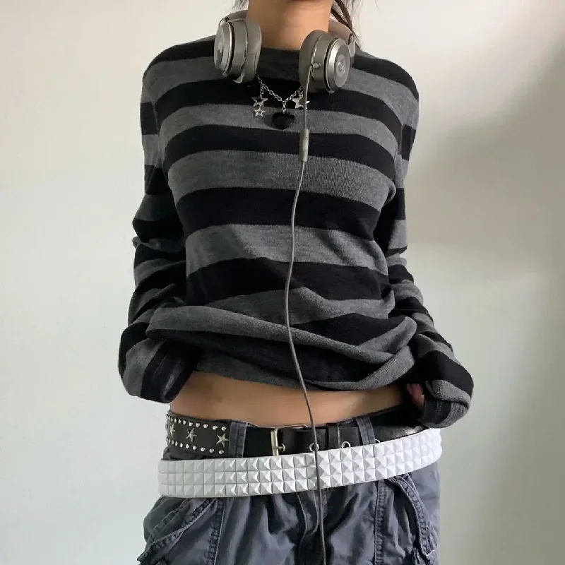 women-fairy-grunge-knit-basic-shirt-autumn-y2k-grey-black-striped-long-sleeve-round-neck-tops-emo-tee