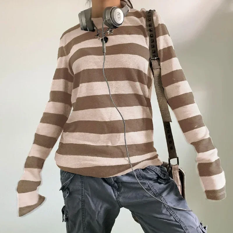 women-fairy-grunge-knit-basic-shirt-autumn-y2k-grey-black-striped-long-sleeve-round-neck-tops-emo-tee